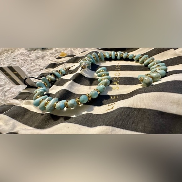 RARE Lele Sadoughi Rio Grande Turquoise Hoop Earrings NWOT Boho Luxe main image 8